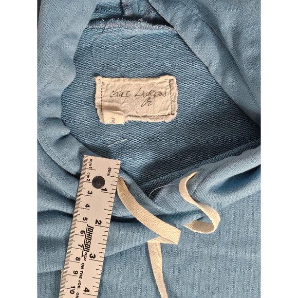 Greg Lauren Light Blue Mixed Striped Cotton Hoodie Size 3 Drawstring - Picture 4 of 7